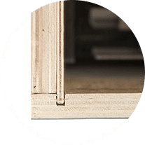 Close-up of a cabinet-grade plywood cabinet box edge