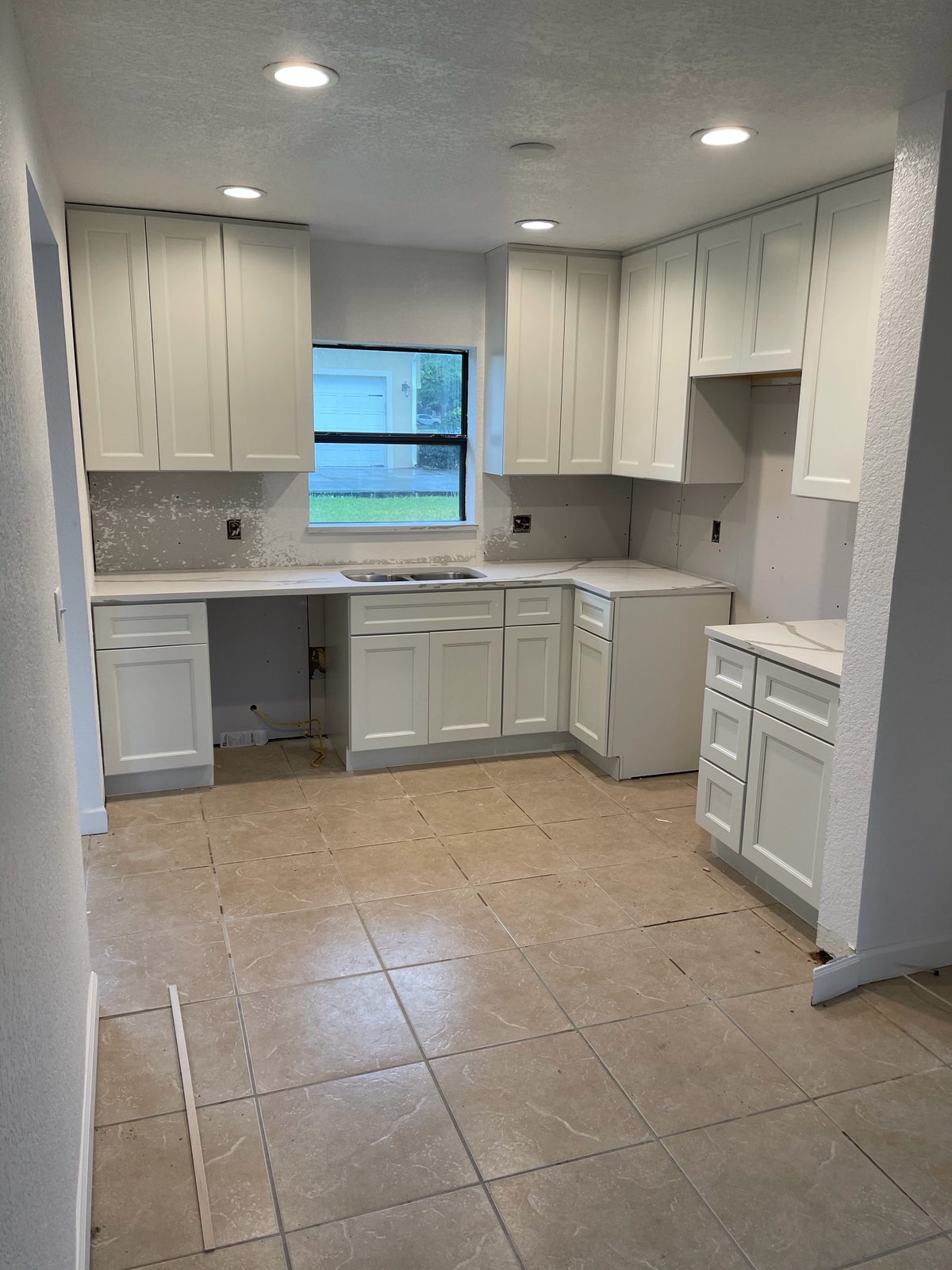 Newly installed kitchen cabinets